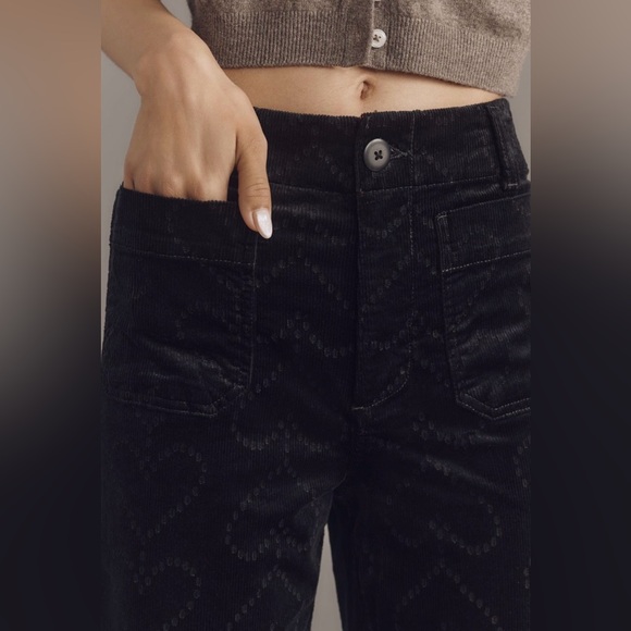 Anthropologie Merricksart Colette Crop Corduroy Heart-Print Pants Size 25 NWT - Picture 4 of 15